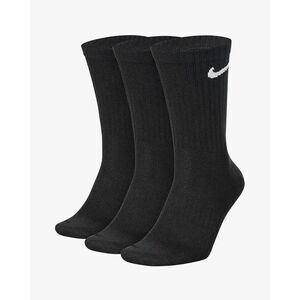 Nike Value Cotton Crew Socks 3-Pack Black White Swoosh Large New
